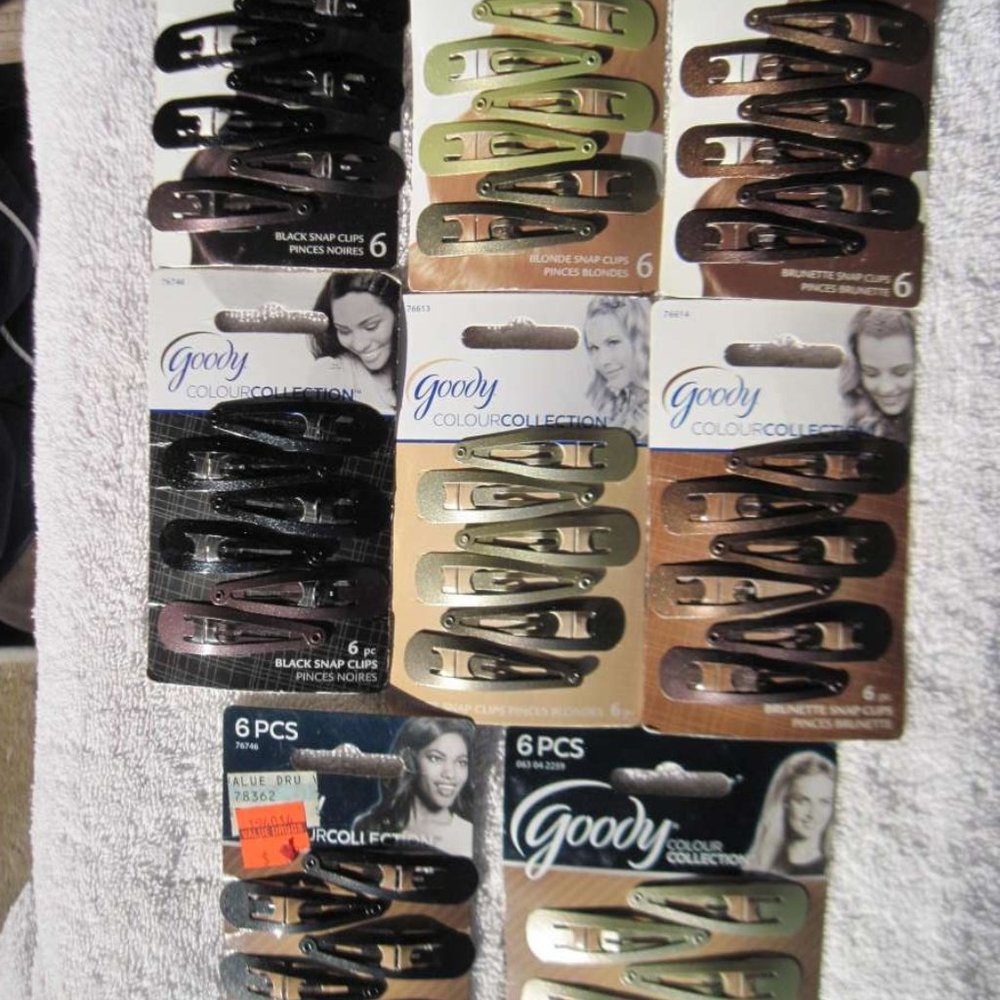 6 Goody Colour Collection Glittery Painted Metal Snap Hair Clips Blonde Brunette
